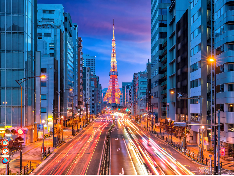 City skyline at night